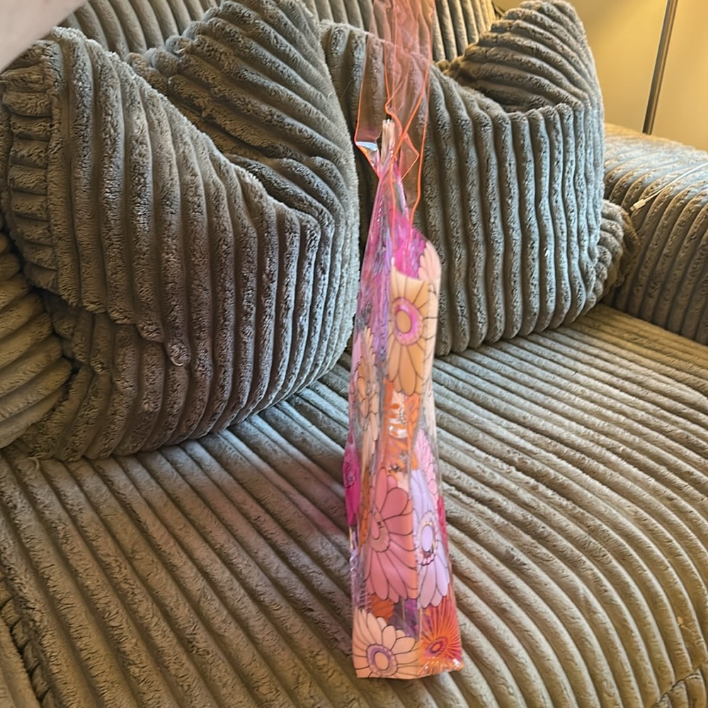 Clinique Beauty in Bloom Multicolor Floral Transparent Tote Bag NWOT 🌺 🌼 - Picture 5 of 9